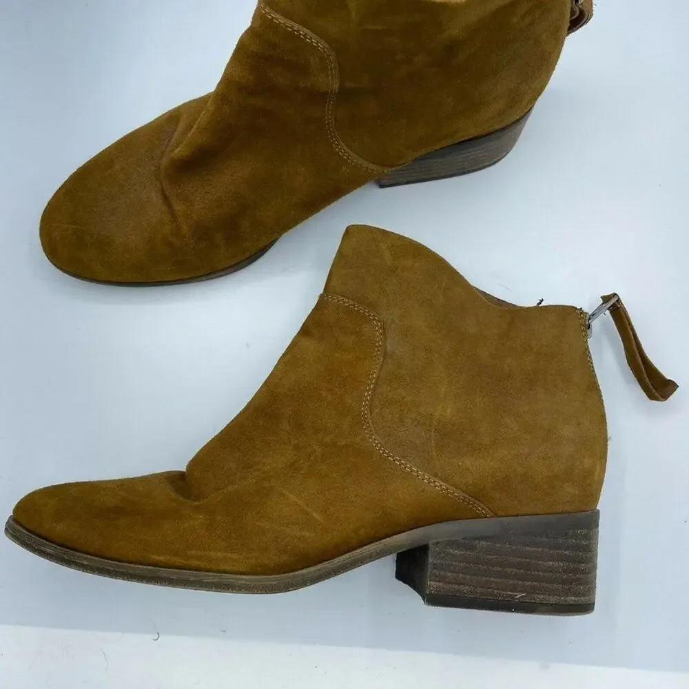 Lucky Brand Lahela Brown Suede Leather Ankle Boots Womens 8.5 Classic Booties